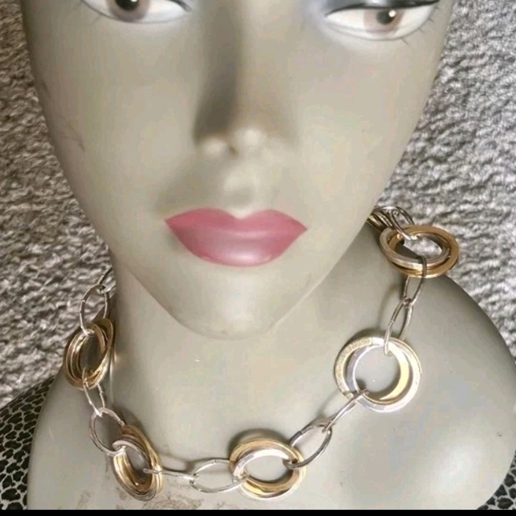 Ralph Lauren Rll Womens Gold Silver Womens Circles Chain Choker 18 Necklace 15$